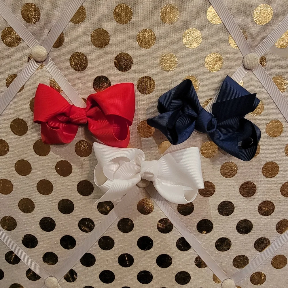 Girls Patriotic 3 Bow Set